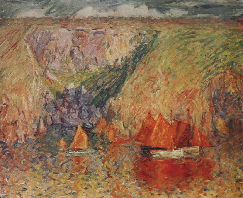 John Russell Fishing boats,Goulphar China oil painting art